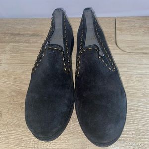 Stuart Weitzman Gold Decor Suede Loafers Size 6